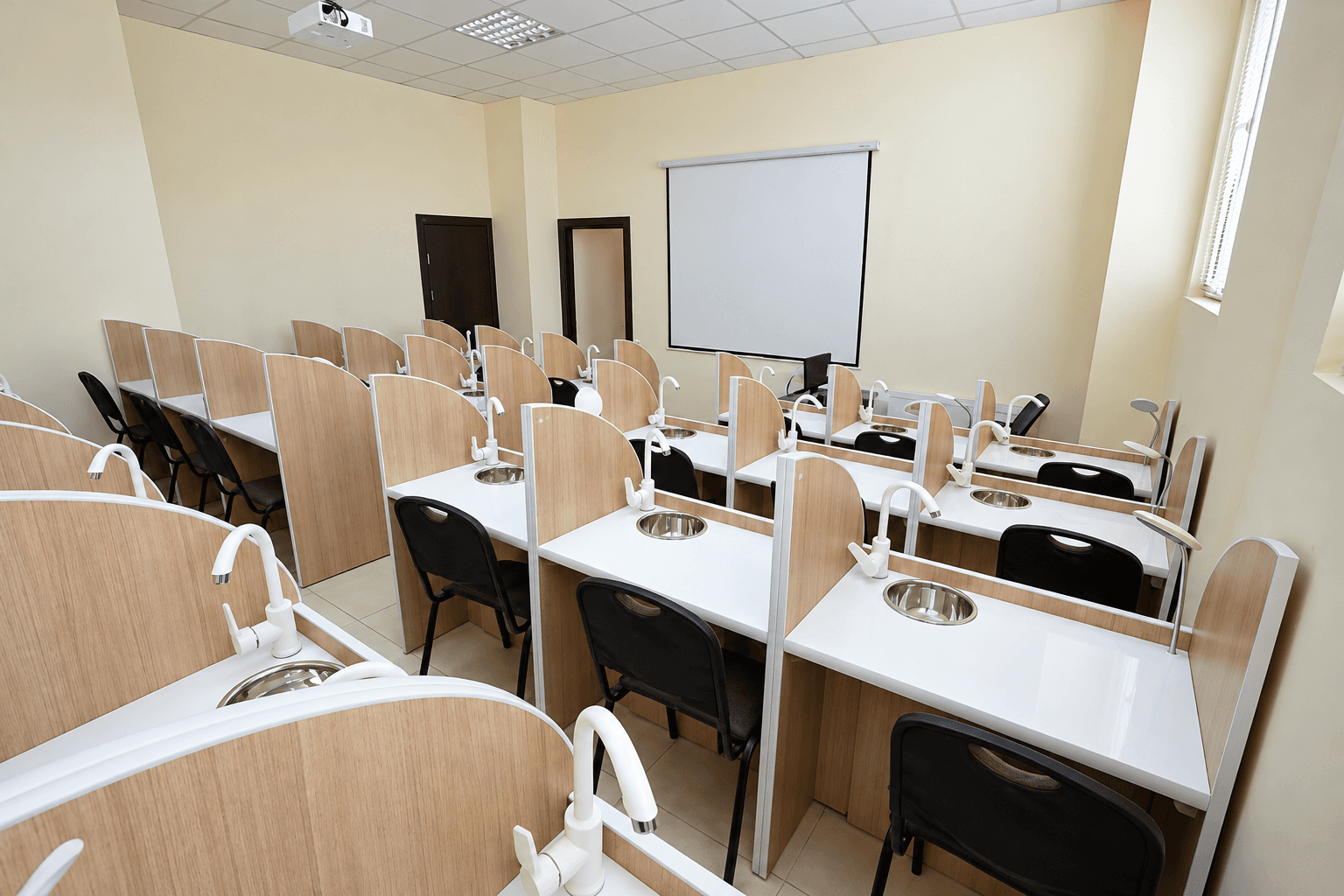 Individual booths for sensory tasting